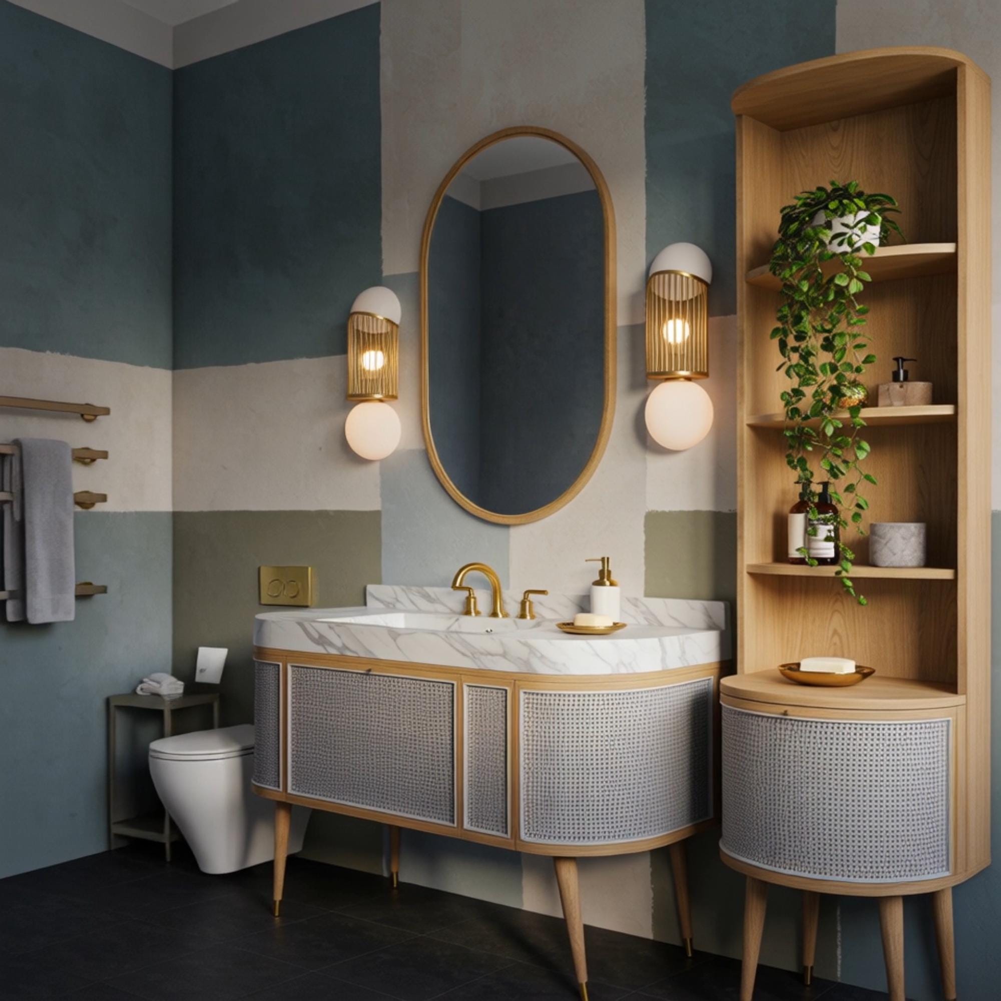 Elegant Carrara marble sink with rounded edges and cane detailing, designed for a high-end modern bathroom.