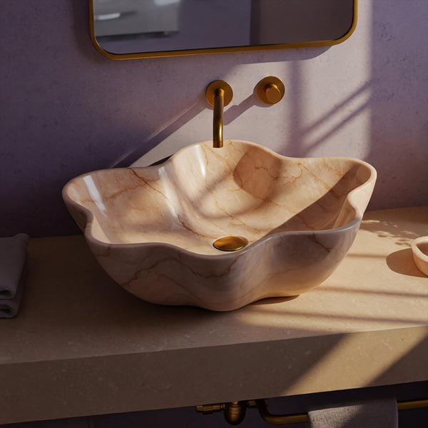 Pink Violet Marble Bathroom Sink: Elegant Stone Vessel Basin M4S041 hover