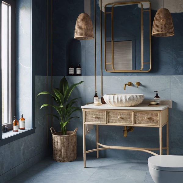 Travertine Marble Vanity Top Sink with Open Leg Frame, Natural Stone Vessel Sink for Bathroom Vanity and Decor M4F93 hover