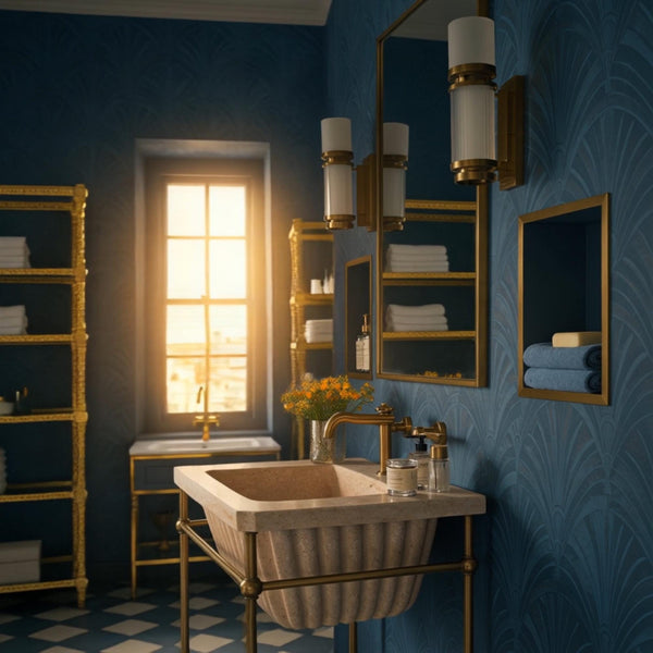 Travertine Marble Wall Mount Sink: Floating Stone Vessel Basin, Custom Metal Base M4M027 hover