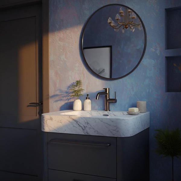 Carrara Marble Wall Mount Sink: Modern Bathroom Vanity, Polished Stone Basin M4F021 hover