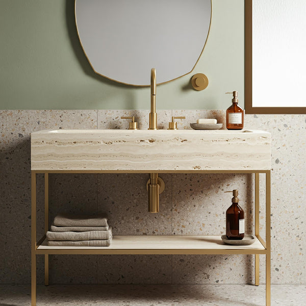 Travertine Marble Sink Designs to Elevate Your Bathroom M4M004