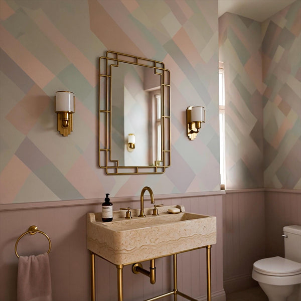 Polished Travertine Bathroom Vanity with Brass Stand M4M028 hover