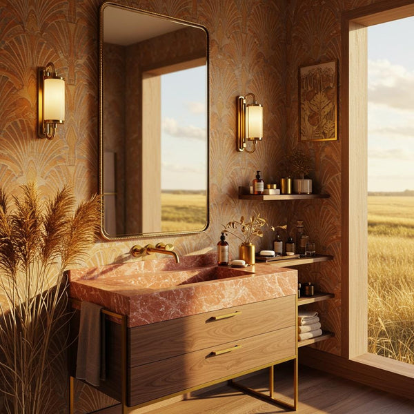 Pink Violet Marble Wall-Mounted Sink: Modern Bathroom Basin (42x15x6’’ Custom Size Available) M4F044